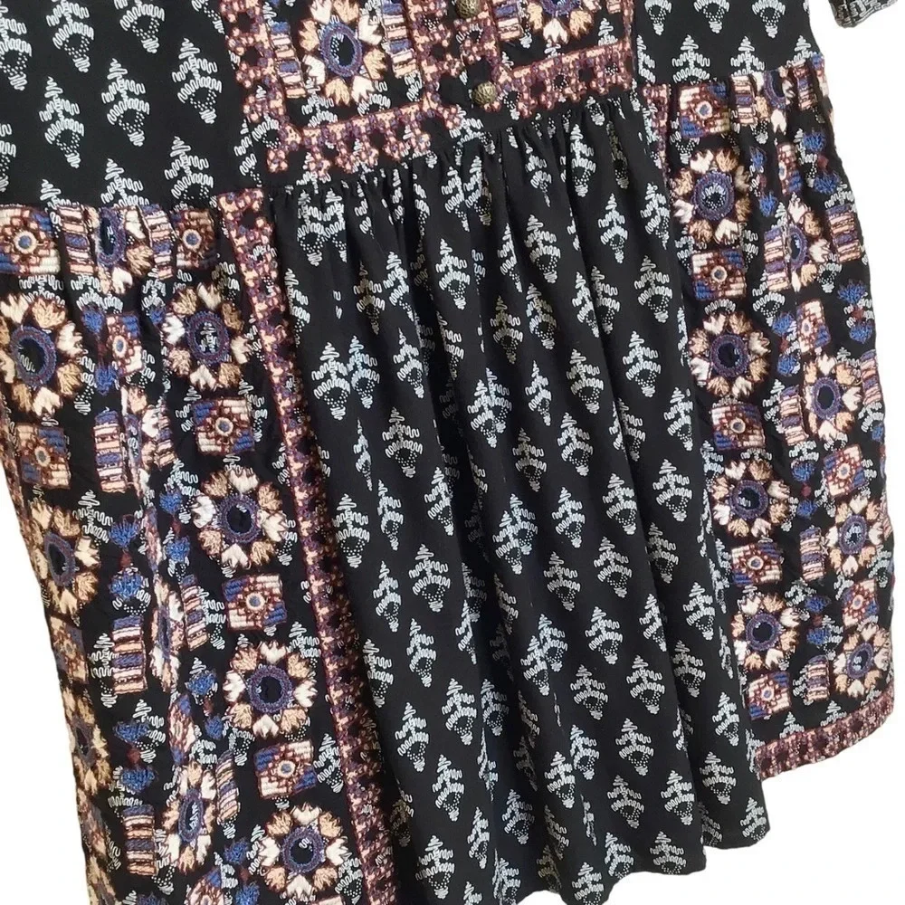 Anthropologie‎ Vanessa Virginia Caria Dress Sz XS Black Red Boho Work School EUC